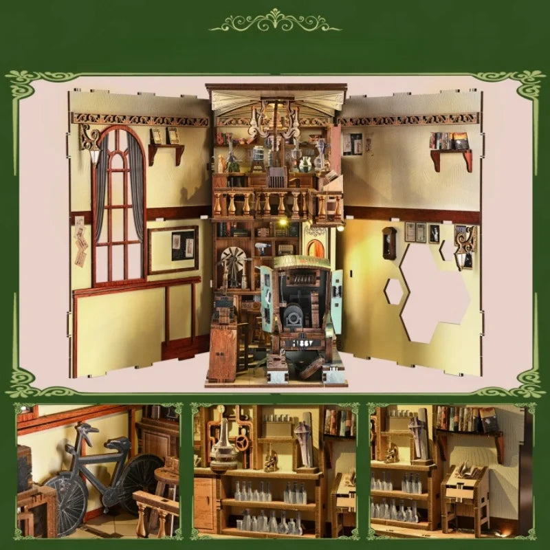 Book Nook - The Radium Lady, un kit créatif pour construire un diorama miniature. Parfait pour décorer une bibliothèque ou comme cadeau original pour un amoureux des livres. Par Nookette.