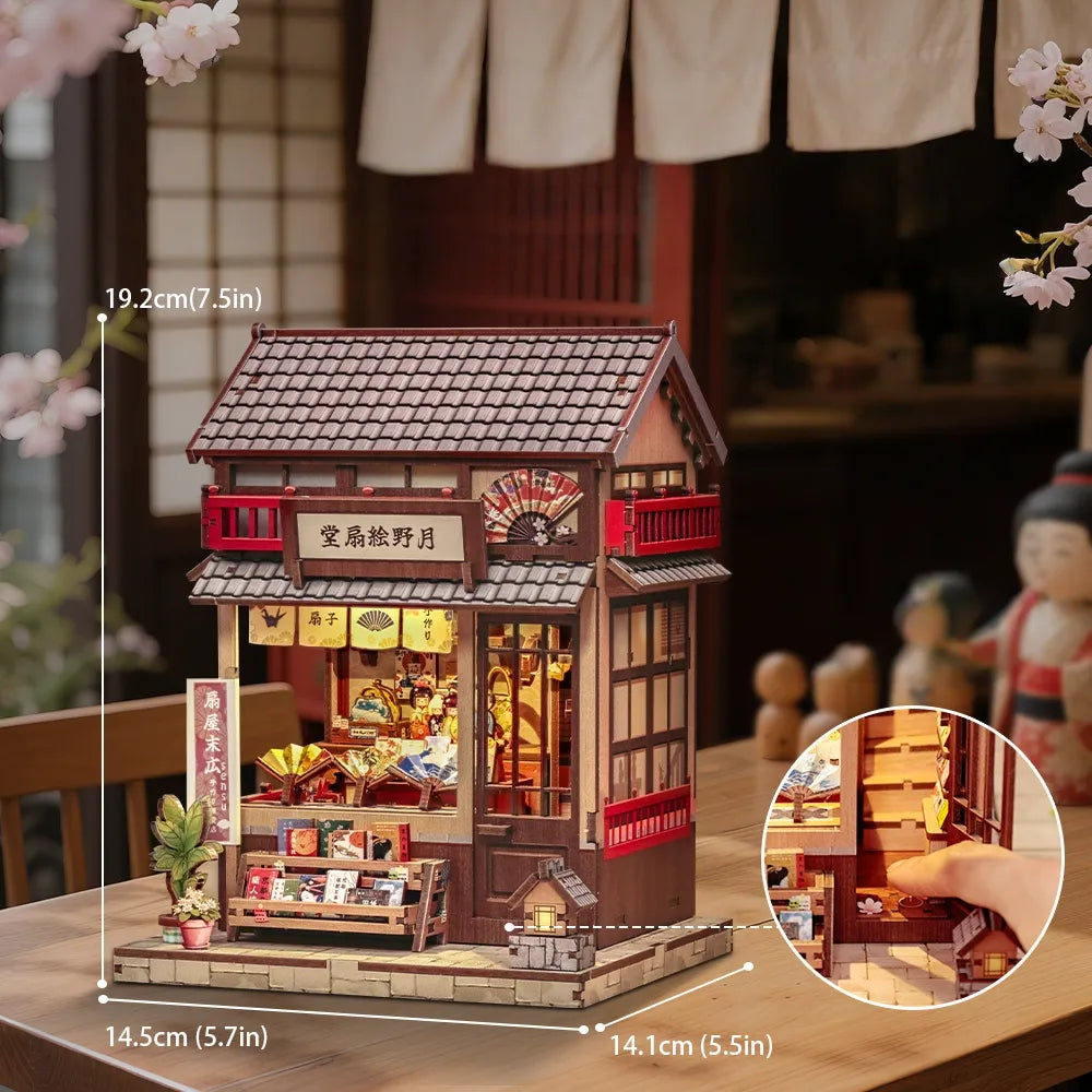 Book Nook Japan - Tsukino Eogi-dou, un kit créatif pour construire un diorama miniature. Parfait pour décorer une bibliothèque ou comme cadeau original pour un amoureux des livres. Par Nookette.