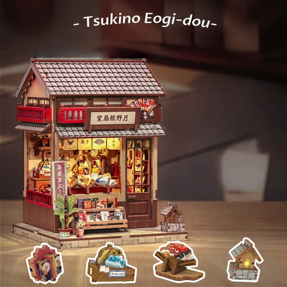 Book Nook Japan - Tsukino Eogi-dou, un kit créatif pour construire un diorama miniature. Parfait pour décorer une bibliothèque ou comme cadeau original pour un amoureux des livres. Par Nookette.