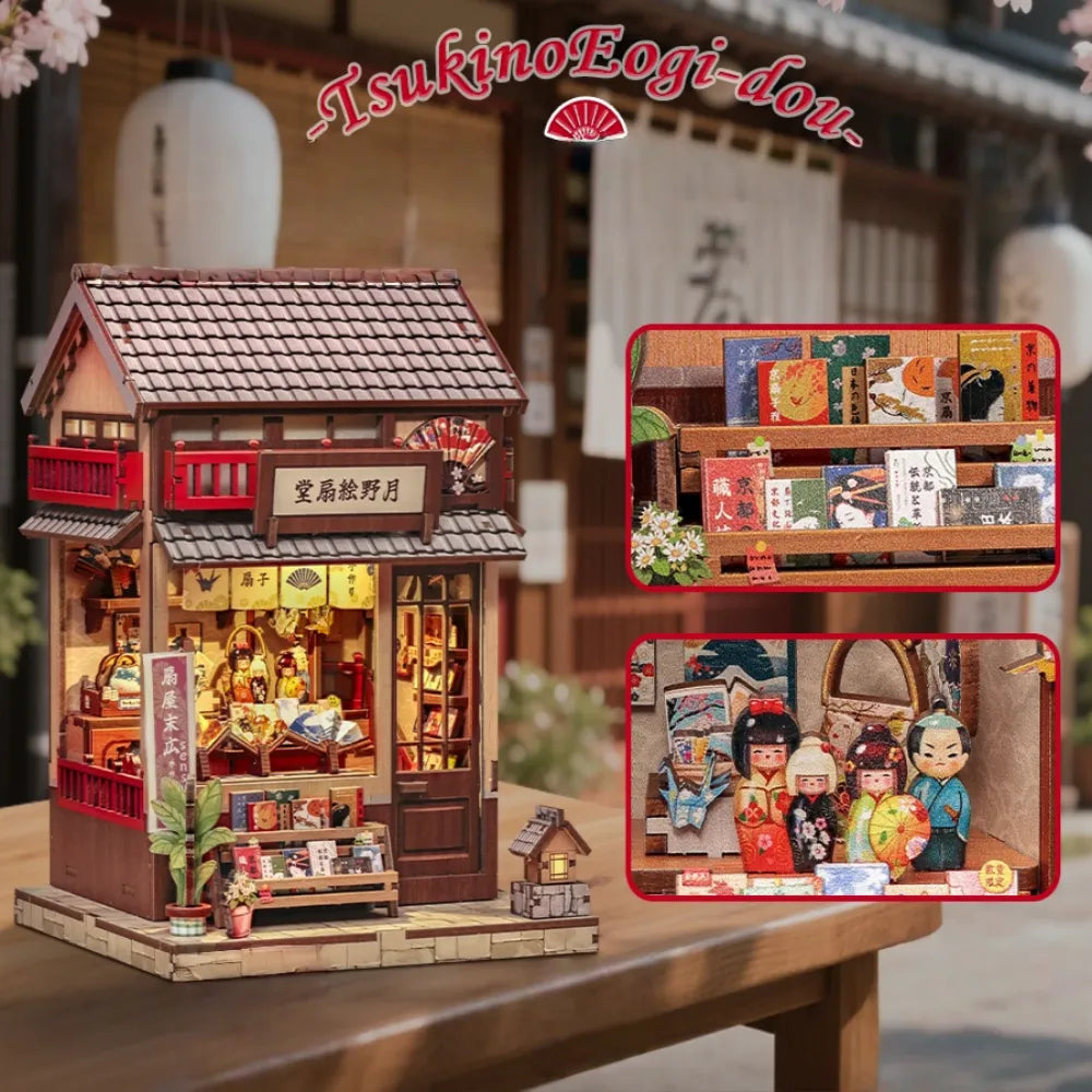 Book Nook Japan - Tsukino Eogi-dou, un kit créatif pour construire un diorama miniature. Parfait pour décorer une bibliothèque ou comme cadeau original pour un amoureux des livres. Par Nookette.