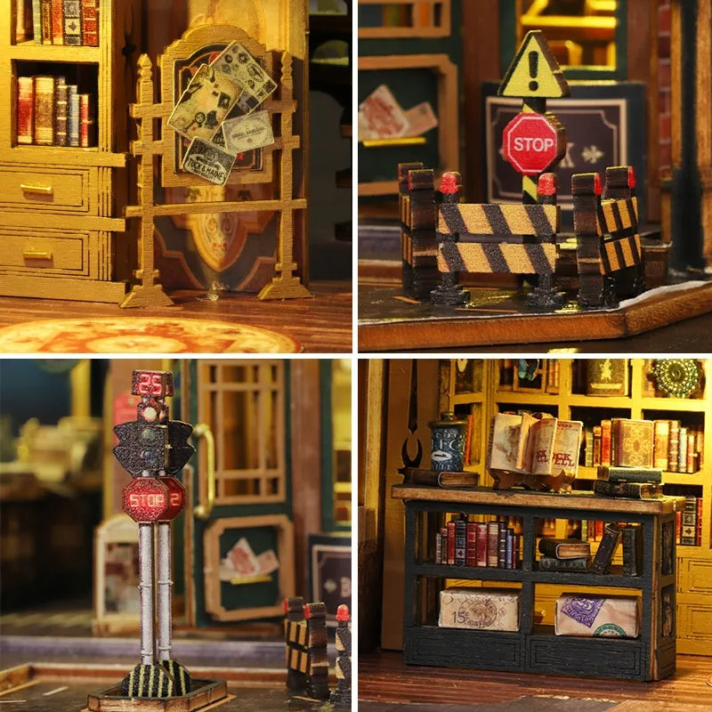 Maison Miniature - Twilight Book City, un kit créatif pour construire un diorama miniature. Parfait pour décorer une bibliothèque ou comme cadeau original pour un amoureux des livres. Par Nookette.