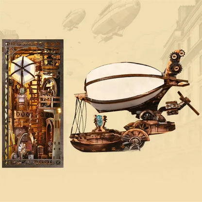 Book Nook - Uncle Peter’s Warehouse, un kit créatif pour construire un diorama miniature. Parfait pour décorer une bibliothèque ou comme cadeau original pour un amoureux des livres. Par Nookette.
