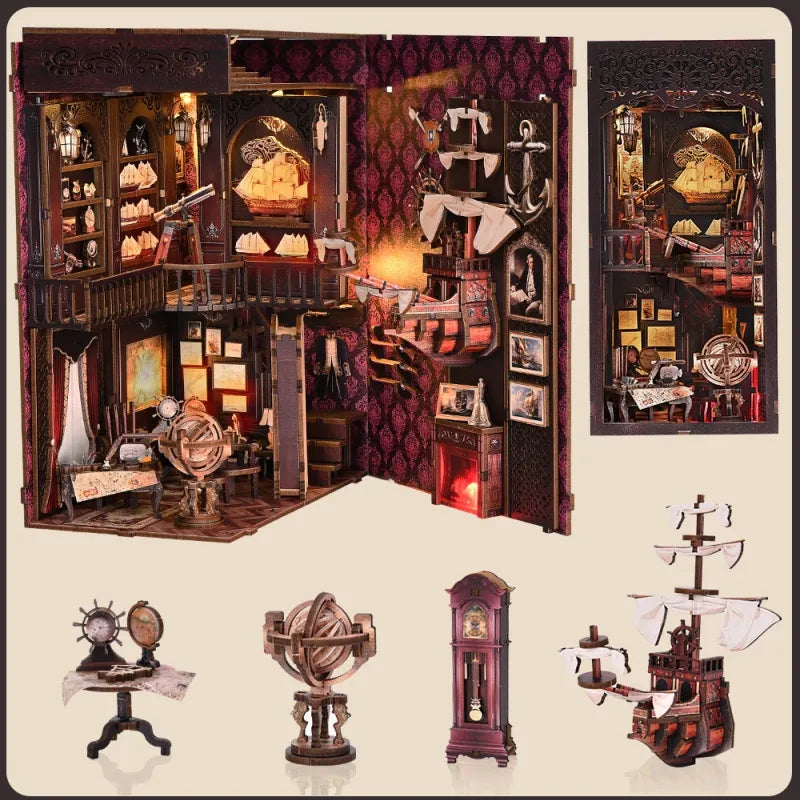 Book Nook - Voyage Memories, un kit créatif pour construire un diorama miniature. Parfait pour décorer une bibliothèque ou comme cadeau original pour un amoureux des livres. Par Nookette.