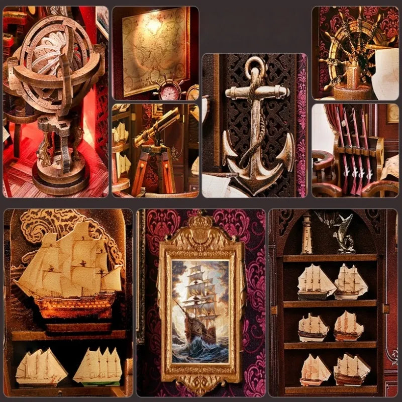 Book Nook - Voyage Memories, un kit créatif pour construire un diorama miniature. Parfait pour décorer une bibliothèque ou comme cadeau original pour un amoureux des livres. Par Nookette.