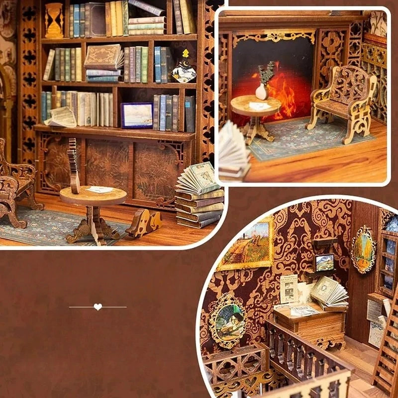 Book Nook - Eternal Bookstore, un kit créatif pour construire un diorama miniature. Parfait pour décorer une bibliothèque ou comme cadeau original pour un amoureux des livres. Par Nookette.