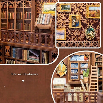 Eternal Bookstore : Bibliothèque Vintage Bois LED Book Nook