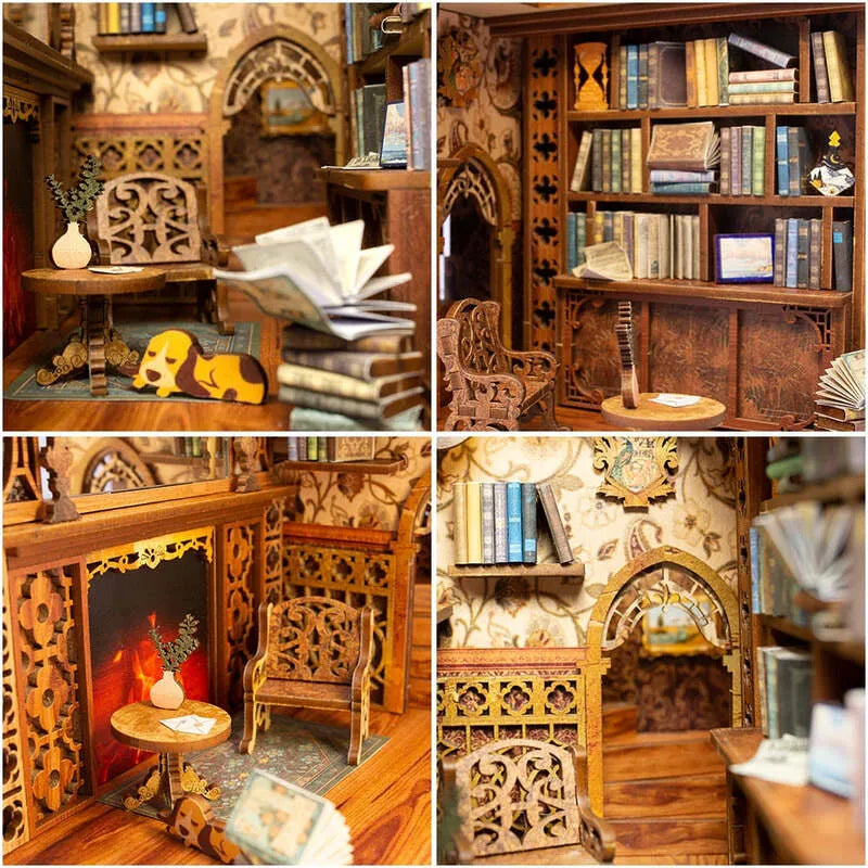 Book Nook - Eternal Bookstore, un kit créatif pour construire un diorama miniature. Parfait pour décorer une bibliothèque ou comme cadeau original pour un amoureux des livres. Par Nookette.
