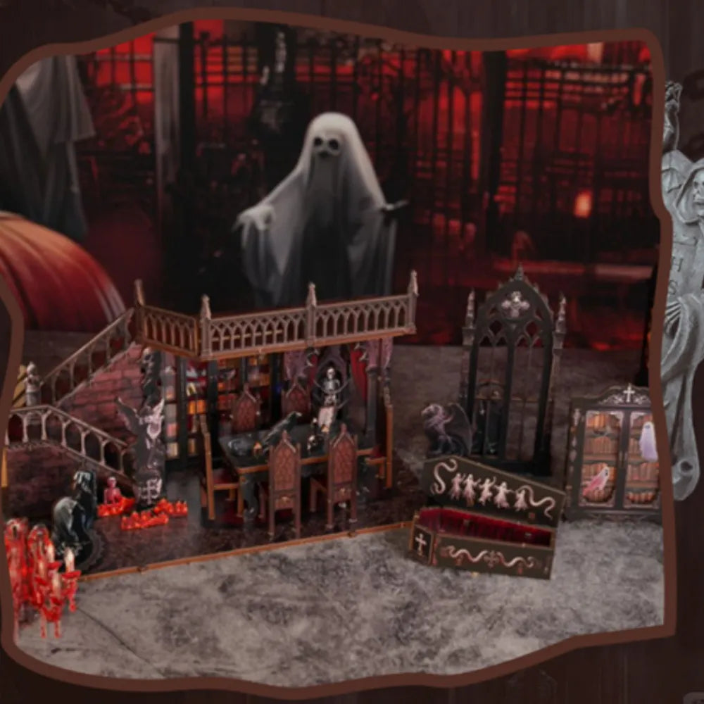 Booknook - Dark Family Pro, un kit créatif pour construire un diorama miniature. Parfait pour décorer une bibliothèque ou comme cadeau original pour un amoureux des livres. Par Nookette.