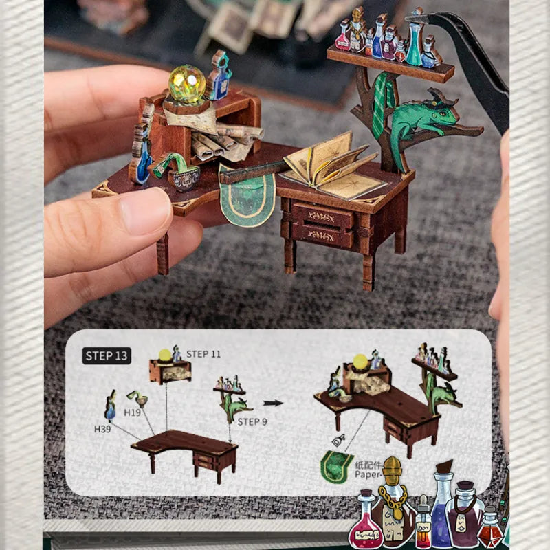 Booknook | Darkness Common Room, un kit créatif pour construire un diorama miniature. Parfait pour décorer une bibliothèque ou comme cadeau original pour un amoureux des livres. Par Nookette.