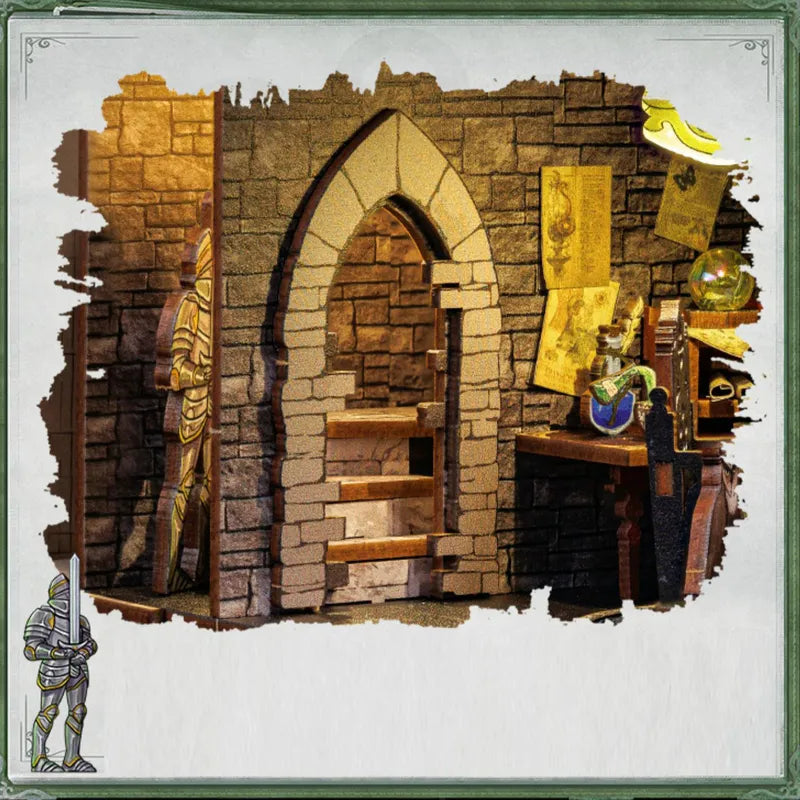 Booknook | Darkness Common Room, un kit créatif pour construire un diorama miniature. Parfait pour décorer une bibliothèque ou comme cadeau original pour un amoureux des livres. Par Nookette.