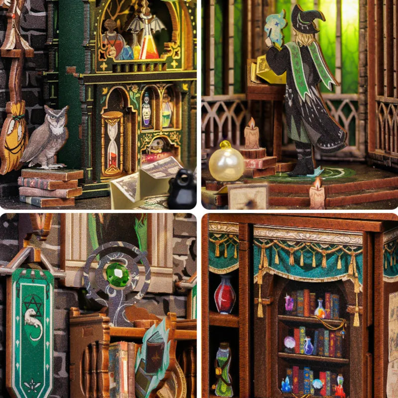 Booknook | Darkness Common Room, un kit créatif pour construire un diorama miniature. Parfait pour décorer une bibliothèque ou comme cadeau original pour un amoureux des livres. Par Nookette.