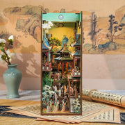 Book Nook - Song Dynasty Culture, un kit créatif pour construire un diorama miniature. Parfait pour décorer une bibliothèque ou comme cadeau original pour un amoureux des livres. Par Nookette.