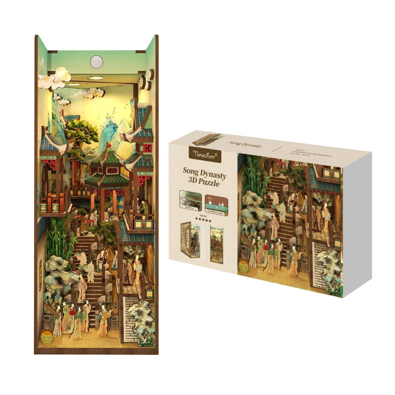 Book Nook - Song Dynasty Culture, un kit créatif pour construire un diorama miniature. Parfait pour décorer une bibliothèque ou comme cadeau original pour un amoureux des livres. Par Nookette.