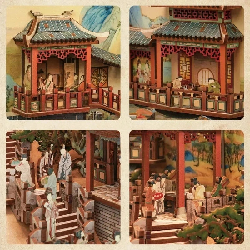 Book Nook - Song Dynasty Culture, un kit créatif pour construire un diorama miniature. Parfait pour décorer une bibliothèque ou comme cadeau original pour un amoureux des livres. Par Nookette.