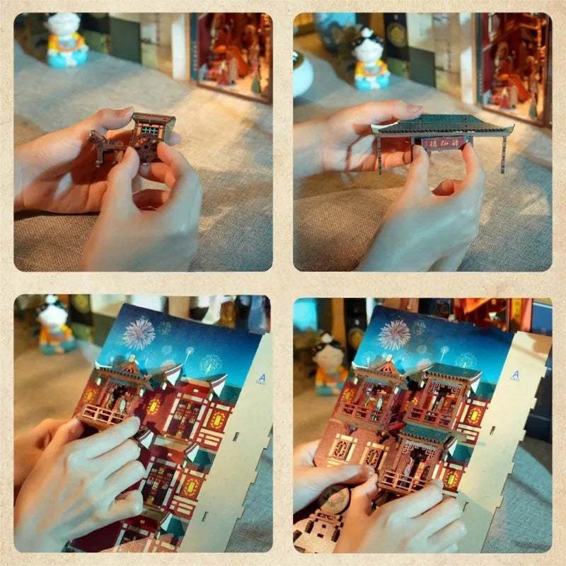 Booknook - Tang Palace Night Banquet, un kit créatif pour construire un diorama miniature. Parfait pour décorer une bibliothèque ou comme cadeau original pour un amoureux des livres. Par Nookette.