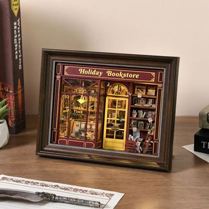 Kit cadre 3D DIY - Street Corner Holiday bookstore