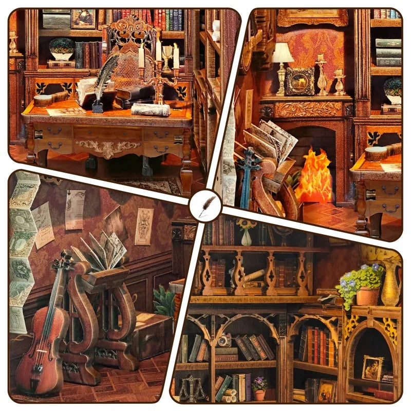 Maison Miniature - Time Book House, un kit créatif pour construire un diorama miniature. Parfait pour décorer une bibliothèque ou comme cadeau original pour un amoureux des livres. Par Nookette.