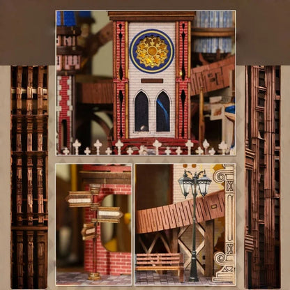 Maison Miniature - Annecy Castle, un kit créatif pour construire un diorama miniature. Parfait pour décorer une bibliothèque ou comme cadeau original pour un amoureux des livres. Par Nookette.