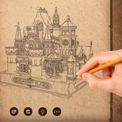 Maison Miniature - Annecy Castle, un kit créatif pour construire un diorama miniature. Parfait pour décorer une bibliothèque ou comme cadeau original pour un amoureux des livres. Par Nookette.