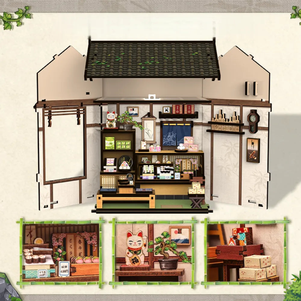 Book Nook Japan - Kanmi-dokoro Kurihara, un kit créatif pour construire un diorama miniature. Parfait pour décorer une bibliothèque ou comme cadeau original pour un amoureux des livres. Par Nookette.