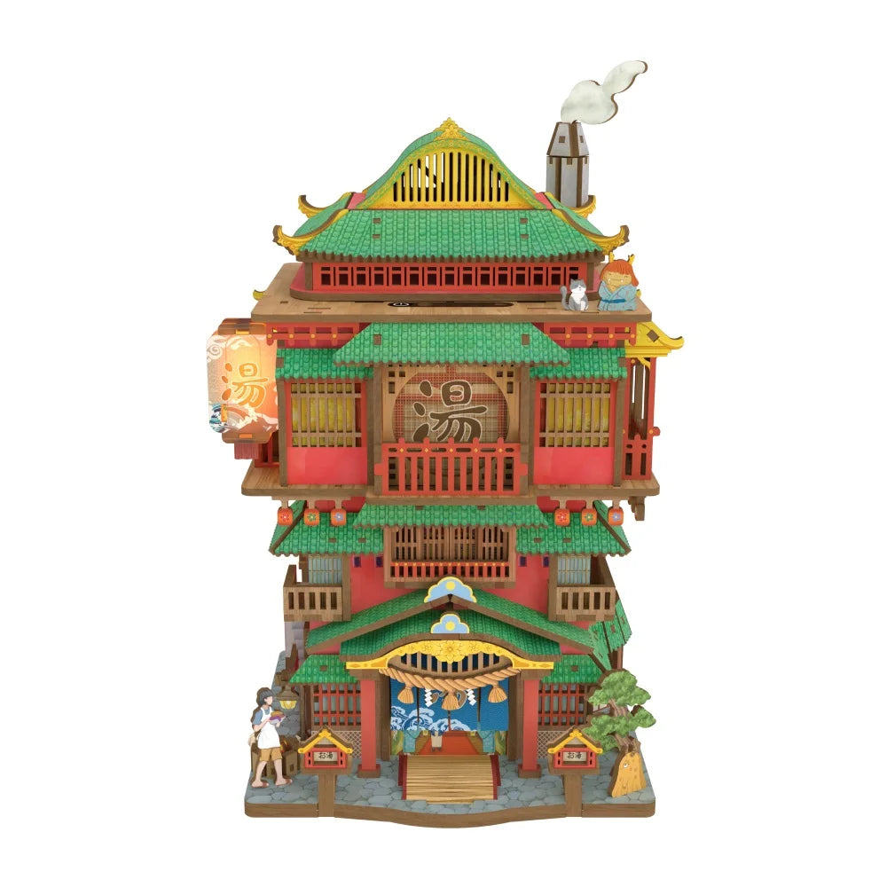 Maison Miniature - Onsen Saga, un kit créatif pour construire un diorama miniature. Parfait pour décorer une bibliothèque ou comme cadeau original pour un amoureux des livres. Par Nookette.