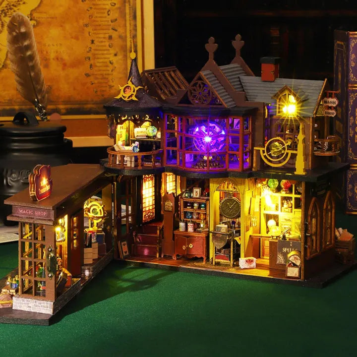 Maison Miniature - Magic Treasure House, un kit créatif pour construire un diorama miniature. Parfait pour décorer une bibliothèque ou comme cadeau original pour un amoureux des livres. Par Nookette.