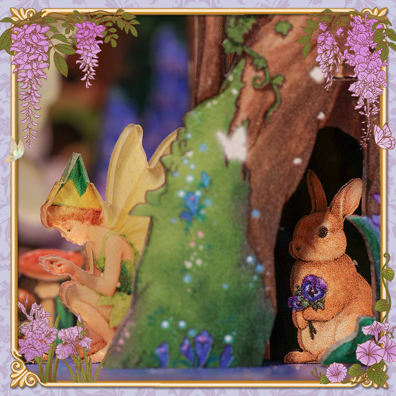 Lutin des bois et lapin curieux