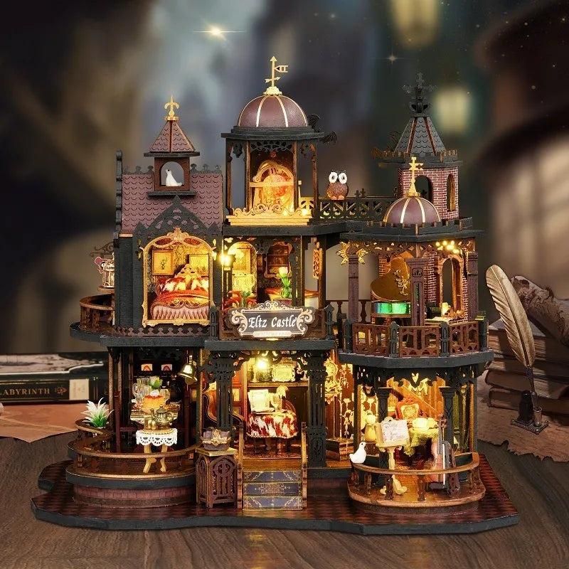 Maison Miniature - Edinburgh Castle, un kit créatif pour construire un diorama miniature. Parfait pour décorer une bibliothèque ou comme cadeau original pour un amoureux des livres. Par Nookette.