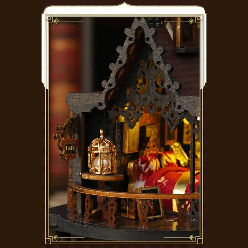 Maison Miniature - Edinburgh Castle, un kit créatif pour construire un diorama miniature. Parfait pour décorer une bibliothèque ou comme cadeau original pour un amoureux des livres. Par Nookette.