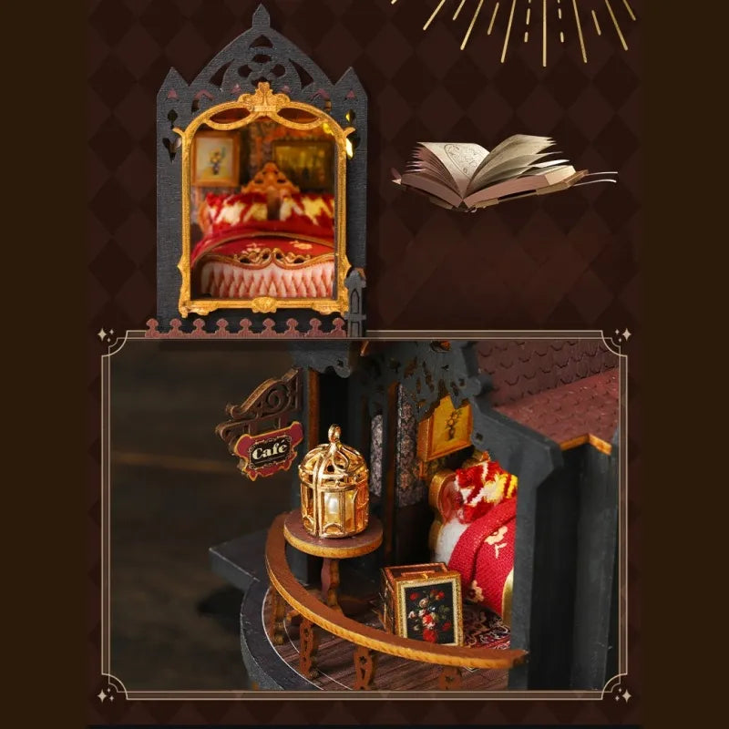 Maison Miniature - Edinburgh Castle, un kit créatif pour construire un diorama miniature. Parfait pour décorer une bibliothèque ou comme cadeau original pour un amoureux des livres. Par Nookette.