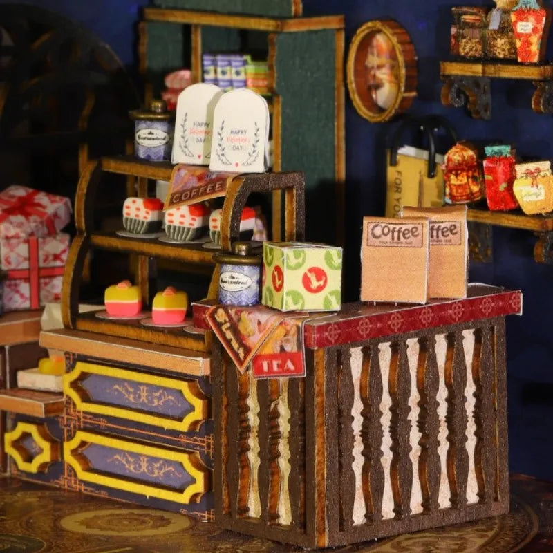 Maison Miniature - Rail Track Secluded City, un kit créatif pour construire un diorama miniature. Parfait pour décorer une bibliothèque ou comme cadeau original pour un amoureux des livres. Par Nookette.