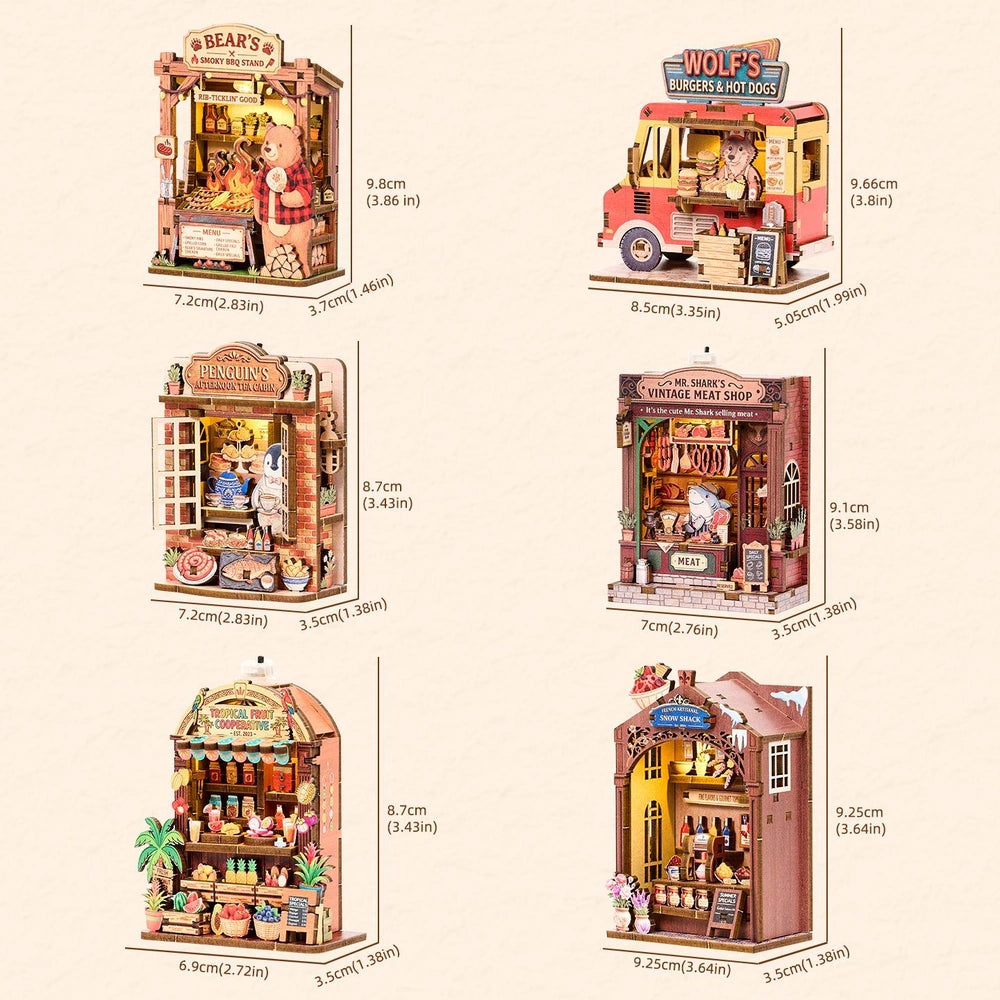 Puzzle 3D en bois – Série Coins de rue féeriques | Aimant pour réfrigérateur