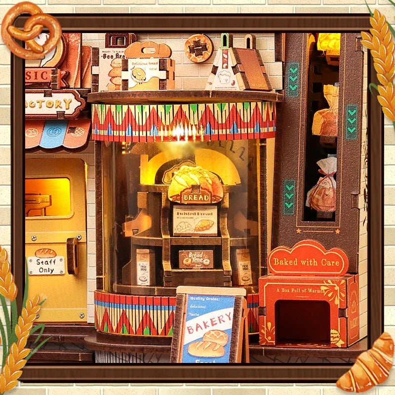 Vitrine lumineuse et étalage de pains